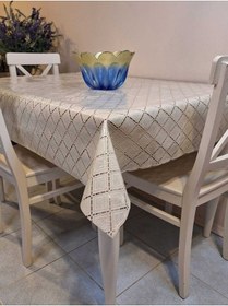 Resim Ithal Pvc Muşamba - Desenli Silinebilir Masa Örtüsü 07iz14 Bej 