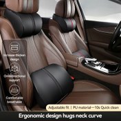 Resim 1 Adet PU Araç Başlığı Yastığı Hafıza Köpüğü ile - Tüm Araçlar İçin Rahat Minder, Ergonomik Tasarım, Kırmızı Dikişli Siyah, Dayanıklı & Şık İç Aksesuar, Araba Yastığı 