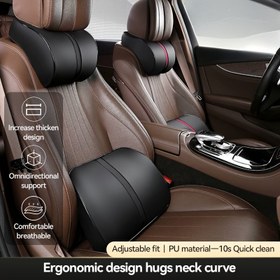 Resim 1 Adet PU Araç Başlığı Yastığı Hafıza Köpüğü ile - Tüm Araçlar İçin Rahat Minder, Ergonomik Tasarım, Kırmızı Dikişli Siyah, Dayanıklı & Şık İç Aksesuar, Araba Yastığı 