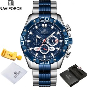Resim Hanyang Sbe Box Navıforce Moda Saatler Erkekler Için Lüks Orijinal Klasik Kuvars Saat Analog Kronograf Spor Su Geçirmez Çelik Bant Kol Saati (Yurt Dışından) 