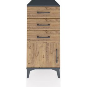 Resim Kronos Komodin 3 Çekmeceli Tek Kapaklı 44X59X96 Antrasit-Çam 