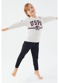 Resim U.S. Polo Assn. U.s. Polo Assn Bej Melanj Erkek Çocuk Pijama Takım Bej Melanj 