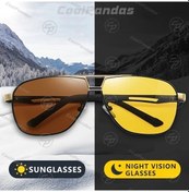 Resim Fastbuy Wangxi Coolpandas Gün Gümüş Sarı Fotokromik Gece Görüş Gözlüğü Uv400 Polarize Tac Lens Anti Glare Paslanmaz Çelik Çer Altın 
