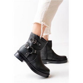 Resim 02-2013 Siyah Toka Aksesuarlı Fermuarlı Günlük Kadın Bot Siyah 