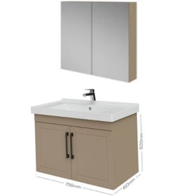 Resim Creavit D20 80cm Kapaklı Dolaplı Ayna Banyo Takım Dafne 