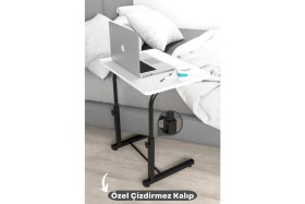 Resim Depolife Yükseklik Ayarlı Laptop Sehpası Kahvaltı Ders Çalışma Bilgisayar Ofis Yemek Çocuk Masası Metal Ayak 