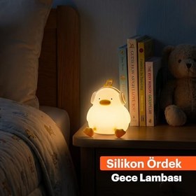 Resim Silikon Gece Lambası, LED Yumuşak Sevimli Ördek Lamba, Çocuklar için Kısılabilir Gece Lambası, Şarj Edilebilir Bebek Yatak Odası Lambası, Emzirme ve Kreş Dekoru için 