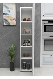 Resim IRMAK DÜNYASI Cok Amacli Dolap Tek Kapaklı 5 Raflı Çok Amaçlı Banyo Mutfak Kiler Dolabı Tek Kapılı Erzak Dolabı 