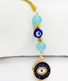 Resim biuti Turkuaz Taşlı Lacivert Göz Figürlü Araba Dikiz Ayna Süsü, Yeni Araba Hediyesi 