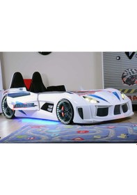 Resim Audi Bazalı Arabalı Yatak , Kapıları Açılan Arabalı Yatak Beyaz 