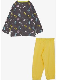 Resim Breeze Kız Çocuk Pijama Takımı Renkli Kedicikler Desenli 1-4 Yaş, Kahverengi-kahverengi Kahverengi 