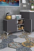 Resim Kenzlife Mutfak Dolabı Rabia 068*090*032 Gri Kapaklı Ayaklı Banyo Evrak Ofis Kitaplık 