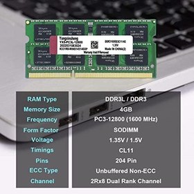 Resim Yongxinsheng 8GB Kit (2 x 4GB) DDR3L/DDR3 Ram 1600MHz PC3L-12800S Sodimm Taşınabilir Bellek 204 Pinli CL11 Non-vb Arabelleksiz 1,35 V / 1,5 V 2Rx8 Dual Rank Dizüstü Bilgisayar Bellek Apple Mac Macbook iMac için 