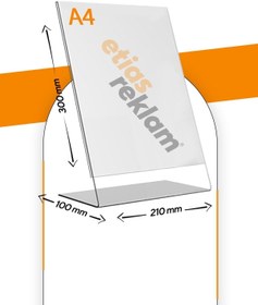 Resim Genel Markalar A4 L Tipi Dikey Masa Üstü 20'Li Paket / 2.8 Mm Şeffaf Pleksi Föylük / Broşürlük 