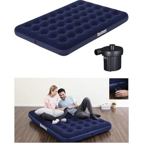 Resim Bestway 67287 Çift Kişilik Şişme Yatak Elektrikli Pompalı 191x137 Lacivert 