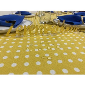 Resim Puantiyeli Sıvı Geçirmez Masa Örtüsü Sarı 