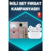 Resim 3 Kordonlu Pembe Amoled Ekran Akıllı Saat ve Yeni Nesil Pro Kablosuz Bluetooth Kulaklık Anc/enc 