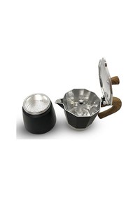 Resim Horecamark Aluminyum Moka Pot 6 Kupa Siyah 6 Cups Moka Pot 