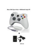 Resim Xbox 360 Pc Uyumlu Kablosuz Analog Oyun Kolu Ve 4800mah Batarya Seti Beyaz 