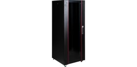 Resim Lande 36U 600X600 Hyperline Dikili Tip Rack Kabinet (Siyah) (Ön Cam Kapak / Tekerlekli) 