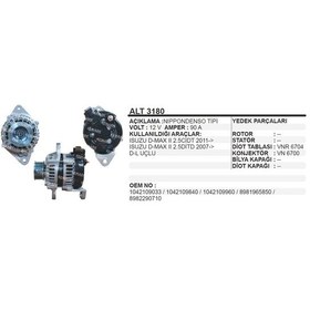 Resim Alternator 12V 90A Isuzu Dmax 2011 > L Uclu 504634442 