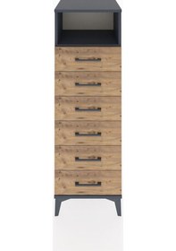 Resim Hyperion Dolap Tek Raflı 6 Çekmeceli 44x44x134 Antrasit-çam Antrasit 