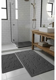 Resim Lino Füme Cotton 2'li Set Pamuklu Banyo Paspas Seti Tpmk Renkli 