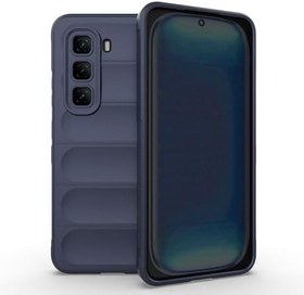 Resim İnfinix Hot 50 4G İle Uyumlu Kılıf Esnek TPU Oyuklu Arka Yüzey Tasarımlı Etnik Silikon Kapak (lacivert) 