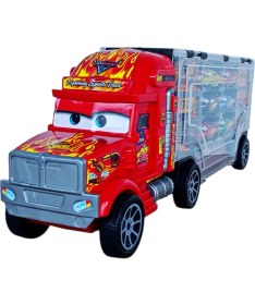 Resim Brother Toys Dev Boy 56 Cm. Metal Araba Taşıyan Şimşek Mcqueen Tır Mekkuin ve 6'lı Metal Araba + 9 Parça Aksesuar 