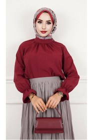 Resim CNG MODA Modaalfabe Kolu Lastikli Tesettür Gömlek 