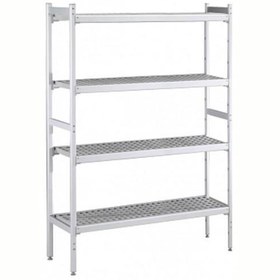 Resim Professional Düz Etejer Seti, Aluminyum Ayaklı, 4 Raflı, Her Raf Demonte Polietilen Tabletlerden Oluşur, Tabletler Bulaşık Makinesinde Yıkanabilir - 475x2048 Mm, H=1700 Mm BLS2048 