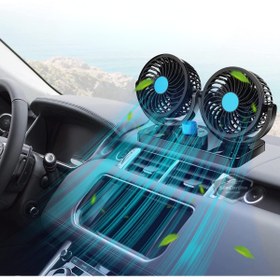 Resim caralp Oto Araç İçi Vantilatör Çift Başlıklı Çakmaklıklı Soğutucu Fan 360° Dönebilen Ultra Sessiz Araç Fanı 