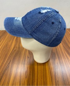 Resim Denim Jean Kot Kumaş Vintage Yıkamalı Unisex Cap Şapka Indigo - Mavi 