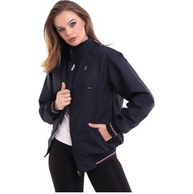 Resim Kadın Mevsimlik Dik Yaka Astarlı Cep Su Itici Oversize Lacivert 