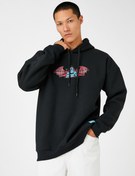 Resim Batman Kapşonlu Oversize Sweatshirt Şardonlu Lisanslı Baskılı 
