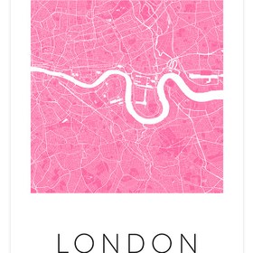 Resim Londra Pembe Hari̇ta - Art Print - 50x70 cm 