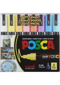 Resim Uni Posca 5M Boyama Markörü Soft Renkler 8'li Set 