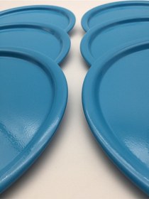 Resim 6'lı Turkuaz Yuvarlak Çay Ve Kahve Sunum Tepsisi 22cm 