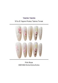 Resim 10'lu Ten Rengi Extra Extra Extra Eee1482 Tekrar Kullanılabilir El Yapımı Protez Takma Tırnak Xs 