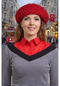 Resim Kadın Fransız Ressam Bere Kırmızı Triko Kırmızı 