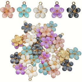 Resim 6/12/36/100 adet Sevimli Alaşım Sakura Kiraz Çiçeği Süsleri - Rastgele Pastel Renkler Altın Tonlu Merkezlerle DIY Takı Yapımı, Bilezikler Kolyeler Küpeler Anahtarlıklar için - Sevgililer Günü Doğum Günü Partisi Hediye Aksesuarları, Kiraz Çiçeği Temalı Ürünler, Kolye Süslemeleri, Zarif Takı Süsleri, Sakura Çiçek Tasarımı, Parlak Kolye Uçları, Detaylı İşçilik 