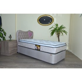 Resim BENGİ TİCARET Baza Yatak Başlık 19346 Standart Kumaş Baza Pedli Full Ort Yatak Kalpli Başlık 100*200 