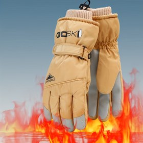 Resim 1 Çift Profesyonel Açık Hava Kayak Eldiveni Erkekler ve Kadınlar için - 20°C Sıcak Kalınlaştırılmış Polar Astarlı Kış Spor Eldivenleri Dokunmatik, Tam Parmak Tasarımı, Ayarlanabilir Bilek Kayışı, Bej ve Siyah, Kayak, Snowboard ve Günlük Giyim için Mükemmel, Kayak Eldivenleri, Snowboard Ekipmanları, Şık Eldiven Tasarımı, Dayanıklı Eldiven Malzemesi 