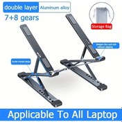 Resim Xuweiwei Gri Pratik Kullanım Ayarlanabilir Alüminyum Laptop Standı Taşınabilir Katlanabilir Macbook Pc Tablet Notebook İçin 