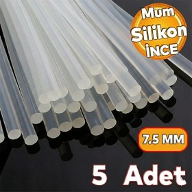 Resim Virnex Ince Şeffaf Sıcak Mum Silikon 7.5mm 30CM 5 Adet (7.5mm Tabancalar Içindir) 