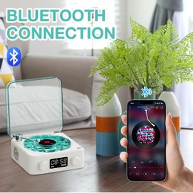 Resim Protonust Şarjlı Pikap Plak Çalar Görünümlü Hoparlör Şarjlı Kablosuz Projektör Gece Lambası Bluetooth hoparlör 