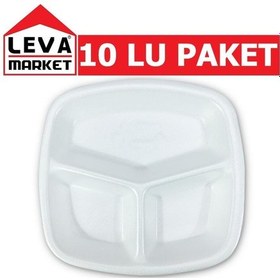 Resim Leva Köpük Tabak 3 Bölmeli 10'lu 