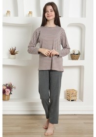 Resim Akbeniz Kız Çocuk Penye Pijama Takım 20424 Füme 