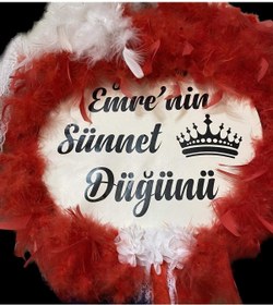 Resim GÜVEN İsimli Sünnet Kına Gecesi Tefi Kırmızı Tüylü Def 32 cm 