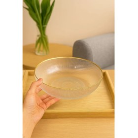 Resim PremiumPort Altın Kaplama Yuvarlak Sunum Kasesi 24 Cm, Şık ve Zarif Meyve & Salata Kabı 